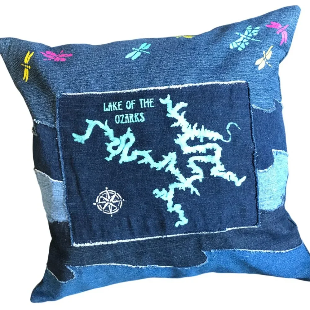 Lake of the Ozarks Pillow Cover 18 x 18 Summer House Cabin Decor Boating Fishing